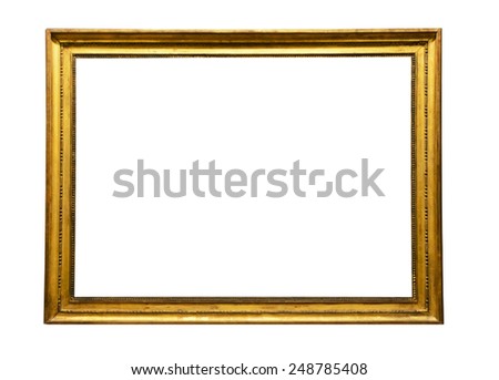 Gold picture frame. Isolated, white background 