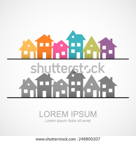 Suburban homes icon. Easy to change colors.