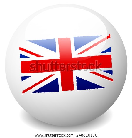 Grungy UK, United Kingdom Flag on sphere. UK Flag Icon