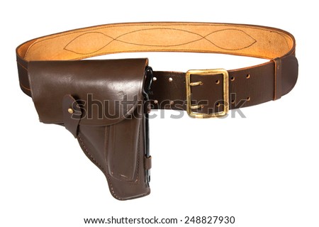 Belt with holster isolated on white background Royalty-Free Stock Photo #248827930