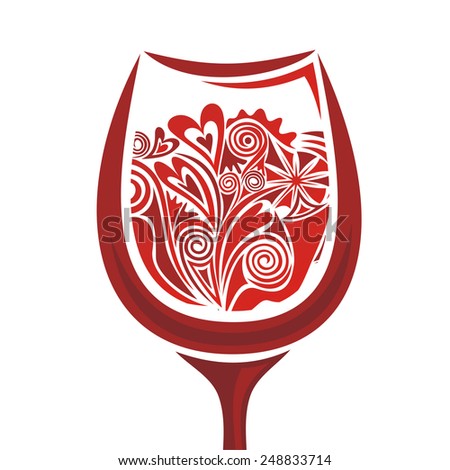 Wine of love hearts glass vector illustration
