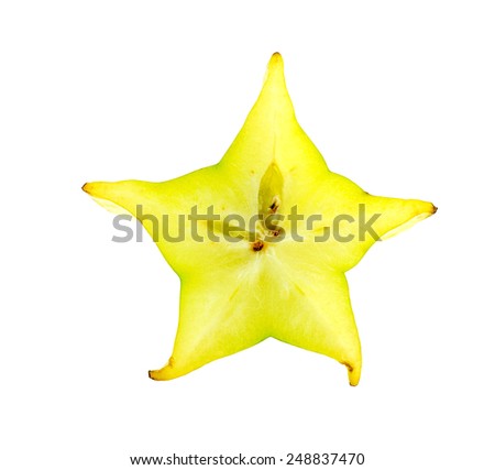 Macro closeup of cut star fruit carambola