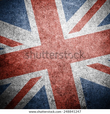United Kingdom UK flag on the grunge concrete wall