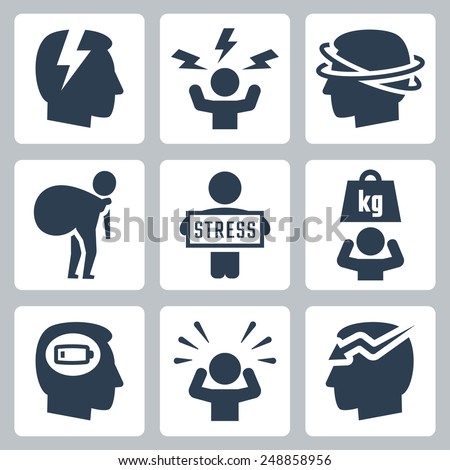 Stress and depression related vector icon set Royalty-Free Stock Photo #248858956