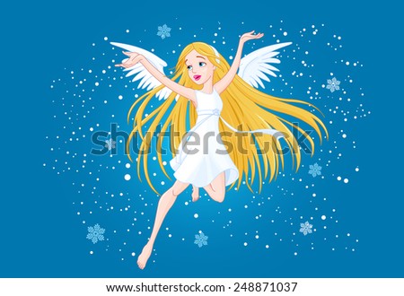 Illustration of pretty flying girl with wings