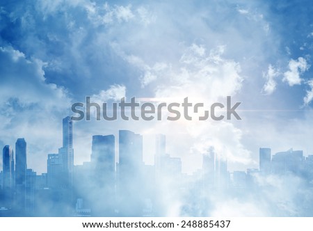 Panoramic view of a city and cloudy sky