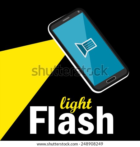 Flashlight or torch flat design icon useful for smartphone, cell phone app layout. 