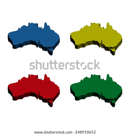 3D Colorful Australia Maps