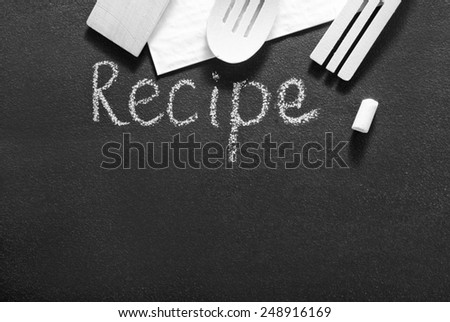 black board for recipe, black board and chalk