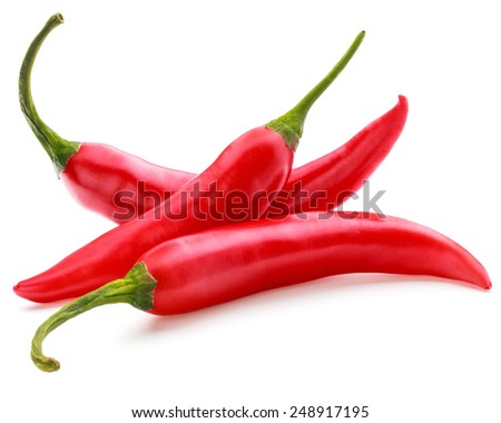 red chili or chilli cayenne pepper isolated on white  background cutout Royalty-Free Stock Photo #248917195