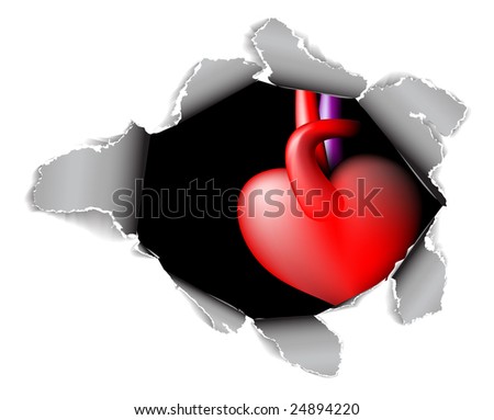 Paper card with hole and heart