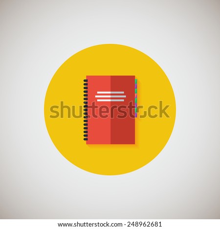 Notebook flat icon. Flat design style modern vector illustration. Isolated on stylish color background. Flat long shadow icon. Elements in flat design. EPS 10.