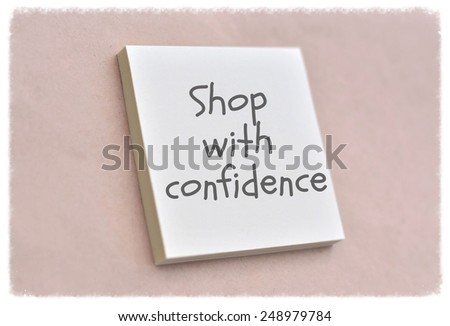 Text shop with confidence on the short note texture background