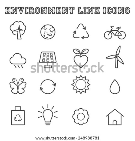environment line icons, mono vector symbols