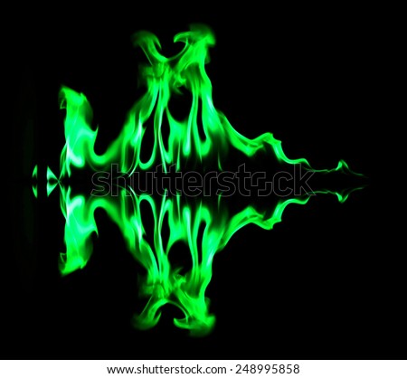 Green fire flames abstract smoke on black background