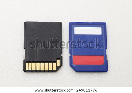SD Memory Card with Black and blue colour. Shoot in white background. All of the information has been removed.
