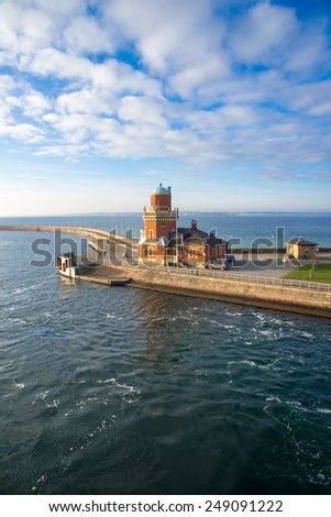 lighthouse on the shores of the Oresund Strait in Helsingborg