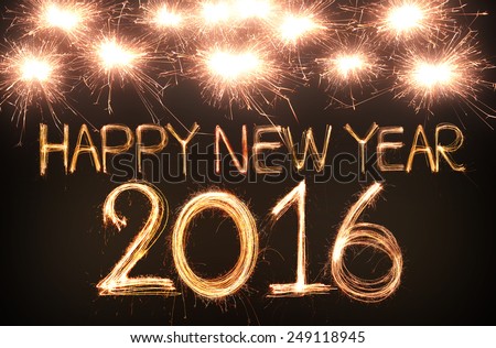 Happy new year 2016 written with Sparkle firework Royalty-Free Stock Photo #249118945
