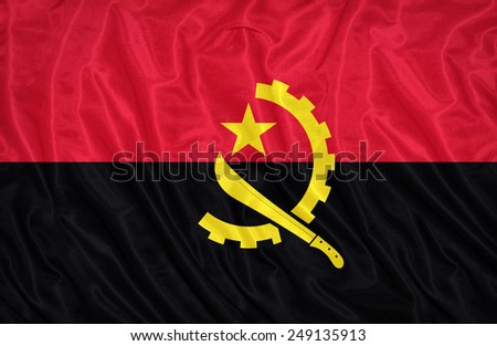 Angola flag pattern on the fabric texture ,vintage style