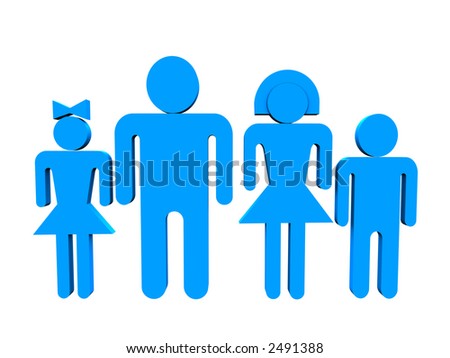 Logotype Blue family over white background