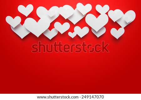 Valentine's day abstract background with cut paper heart. 