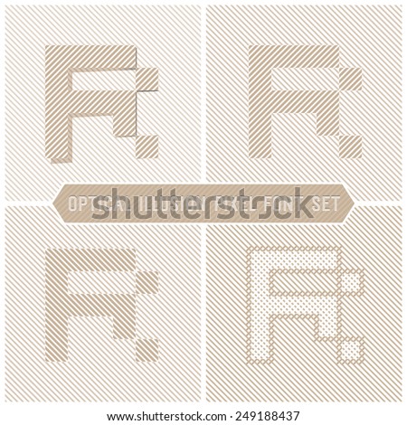 Optical Illusion Letter R, Abstract Pattern Vector Font Set