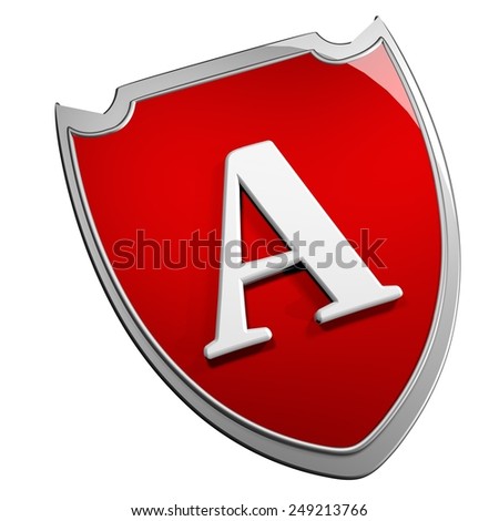 A shield isolated over white, 3d render