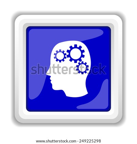Brain icon. Internet button on white background. 