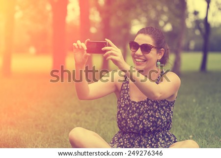 Woman taking selfie 