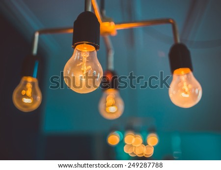 Light bulbs decor. Toned picture