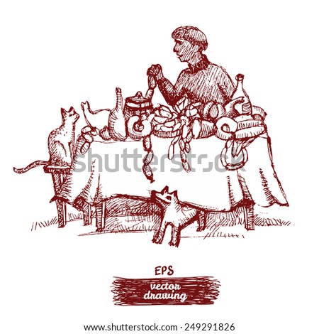 Sausage feast. Illustration