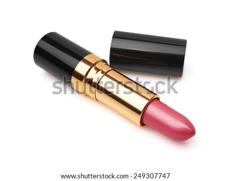 Red lipstick isolated on white background