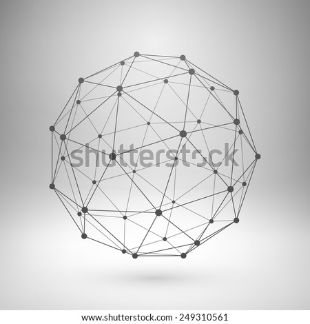 Wireframe mesh polygonal element. Sphere with connected lines and dots. Vector Illustration EPS10