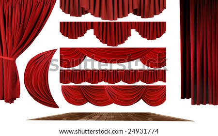 Dramatic red old fashioned elegant theater stage elements of swags to make your own background Royalty-Free Stock Photo #24931774