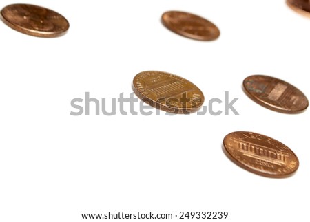 Penny, Coins on White Background 