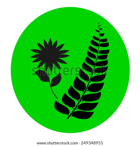 Silhouette plant in green circle, icon vector