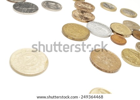 Foreign Coin Collection on White