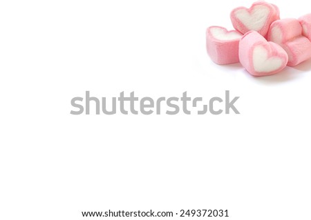 Heart shape marshmallow with on whtie background