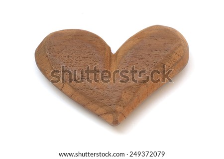 Wooden heart with  on whtie background