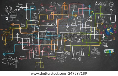 Charts maze and graphs for energy saving Royalty-Free Stock Photo #249397189