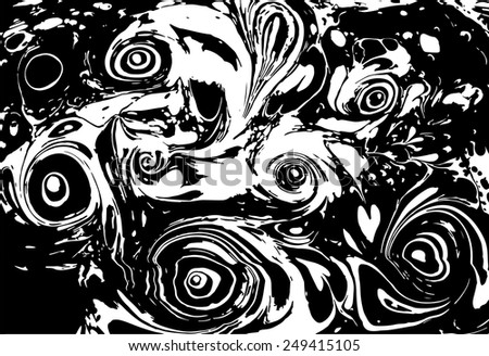 black-white amazing artwork texture ebru,  drawing on the water abstract background
