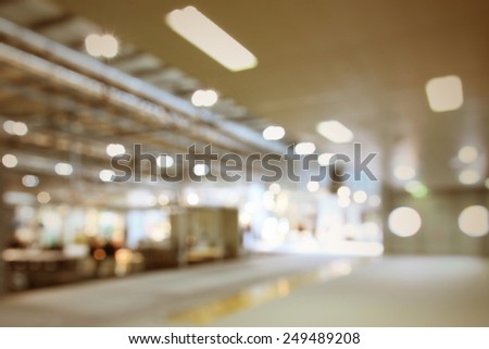 Trade show interiors lights background. Intentionally blurred post production background.