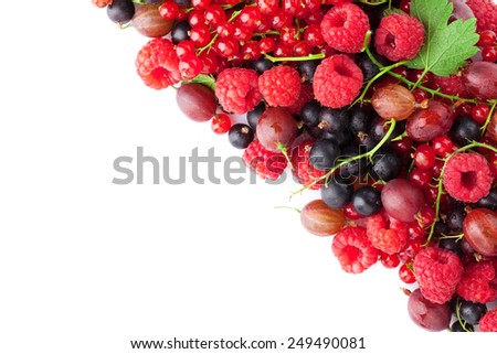Fresh ripe berries. Isolated on white background with copy space