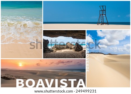 Picture montage of Boavista island landscapes  in Cape Verde archipel