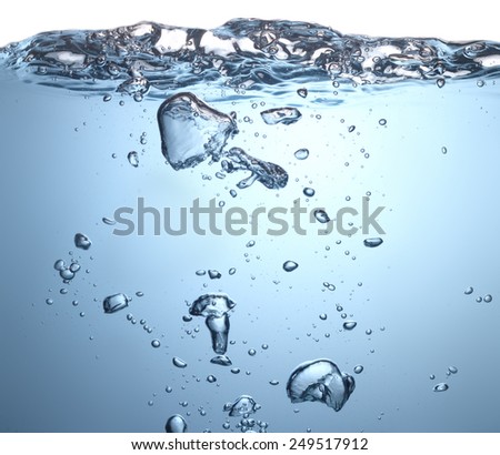 Beautiful wave and bubbles of pure drinking water in closeup.