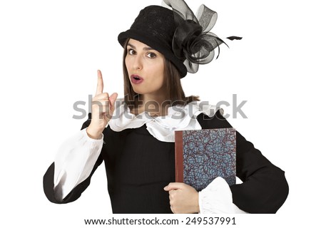 Portrait of young woman in the role of Mary Poppins   Royalty-Free Stock Photo #249537991
