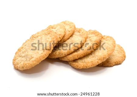 heap of sugar cookies on white background