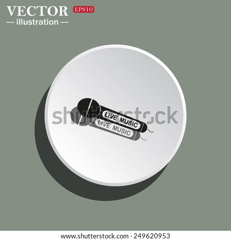 White circle on a green background with shadow. live music, vector illustration, EPS 10