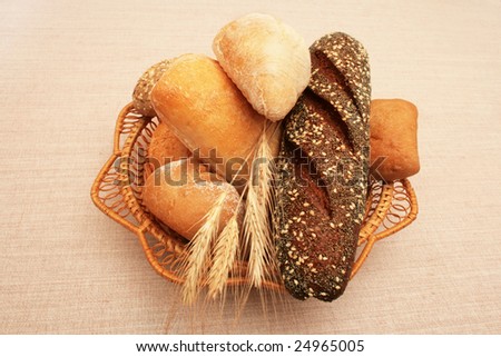 Fresh bread in the basket.