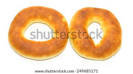 drying round bagel on a white background